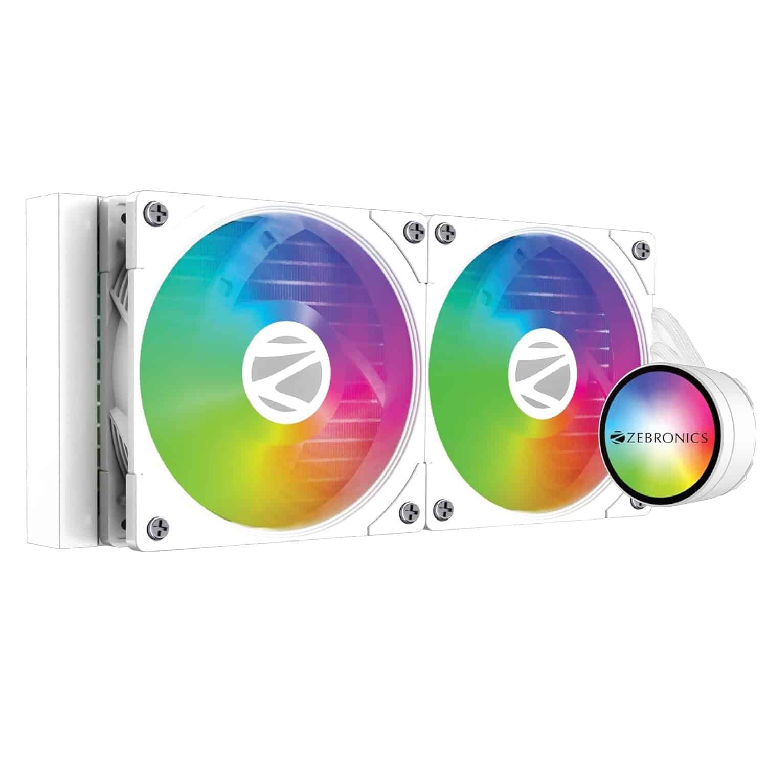 61dGUHVUYL._SL1500_.jpg Zebronics AIO240AW 240mm AIO Liquid Cooler – ARGB Sync, LGA1700/AM5 Support, White - Image 1