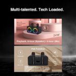 FINGERS 2Mic-Karaoke Portable Speaker with 2 Wireless Mics (RGB Lights, 6-Hour Playback, 24 W Intense Bass, Bluetooth® | USB | MicroSD | FM Radio) – Rich Black - Image 3