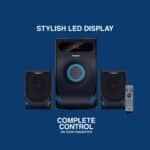 FINGERS Joshhh Wooden encased Multimedia 2.1 Speaker [Deep Bass 20 Watts | Remote Control | LED Light Effects | Bluetooth, FM Radio, USB, MicroSD, AUX (RCA)] - Image 5