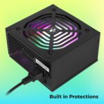 ZEBRONICS ZS500 500W Power Supply – RGB Fan, 3 SATA, 12V 28A, OVP & SCP - Image 6