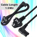 Monitor/Printer Power Cable 2-Pin 1.5M 90 Degree Power Cord for Laptop Adapter/Camera/Printer/Charger (Black) - Image 2