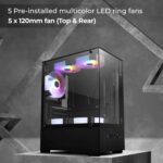 ZEBRONICS Iceberg Gaming Chassis | mATX, Mini ITX | 5 LED Fans | Tempered Glass | Black - Image 3