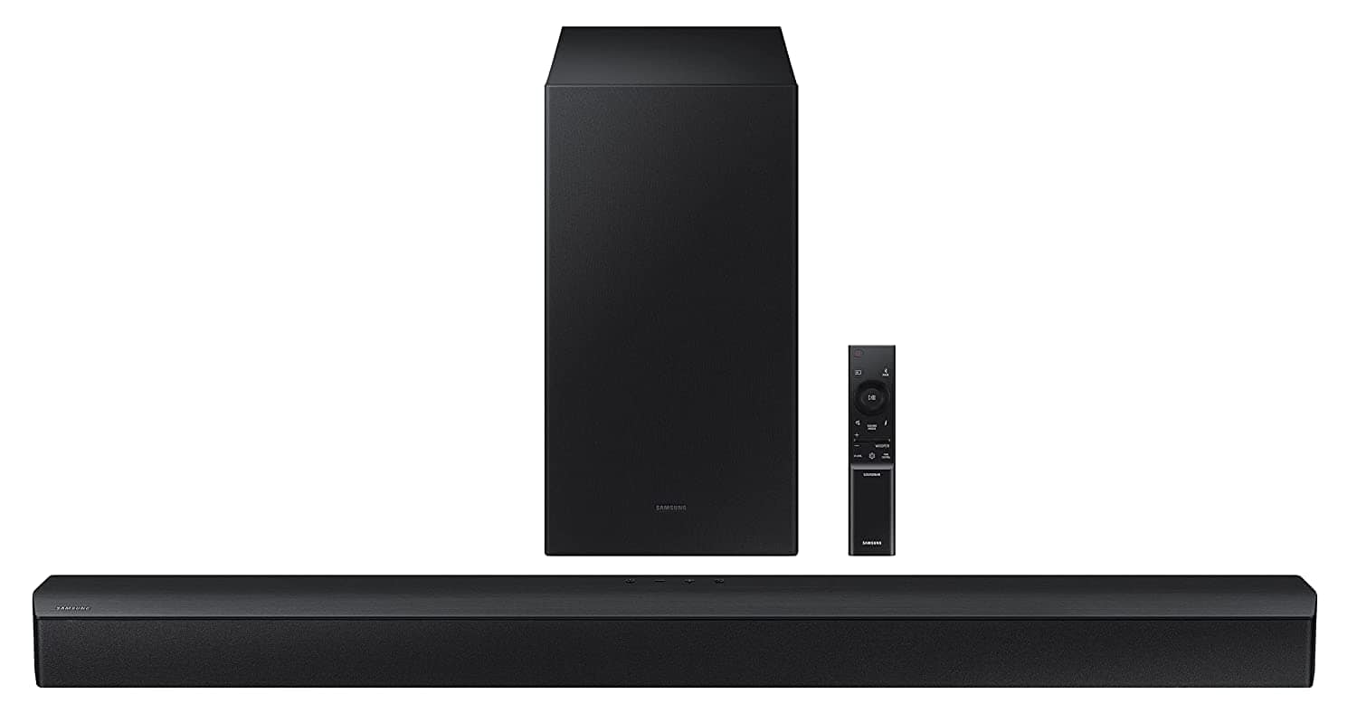 71fOrARrWDL._SL1500_-1.jpg Samsung HW-B450/XL 2.1 Channel Dolby Digital Soundbar, Bluetooth (Powerful Bass, Black) - Image 1