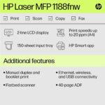 HP LaserJet 1188fnw Monochrome Wi-Fi Printer – Print Copy Scan Fax, ADF - Image 3
