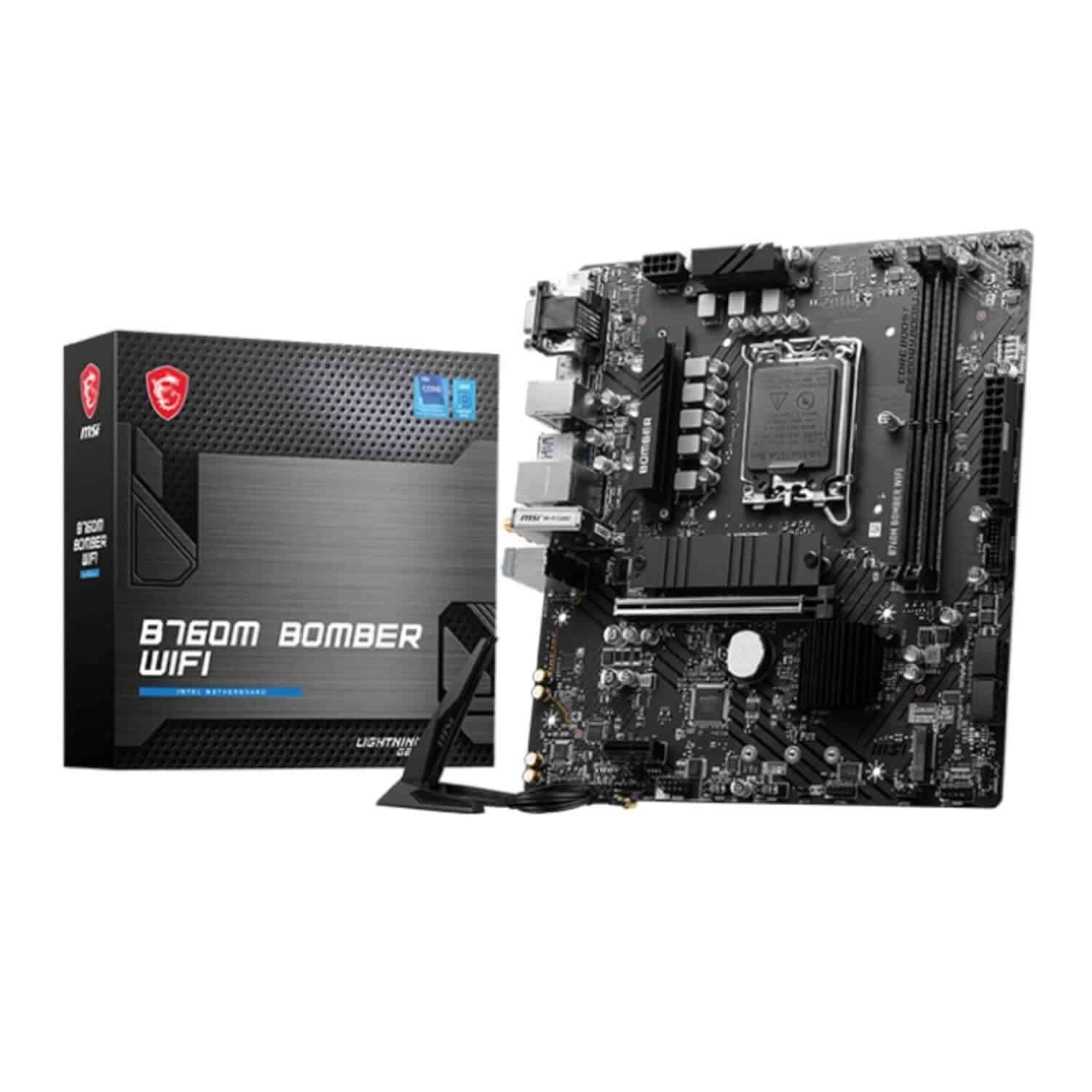 71kGiZIL-BL._SL1500_.jpg MSI B760M Bomber WiFi Micro-ATX Motherboard, LGA 1700, DDR5 6400MHz, PCIe 4.0 x16, M.2 Gen4, 14th/13th/12th Gen Intel Core Support - Image 1
