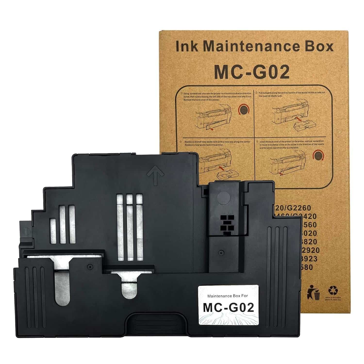 71oFK-vjFHL._SL1500_.jpg Canon MC-G02 Maintenance Box Cartridge – Compatible with Canon GM2070/G5070/G6070/G1020/2020/2060/3020/G3060/G560/G570 Printers (Pack of 1) - Image 1