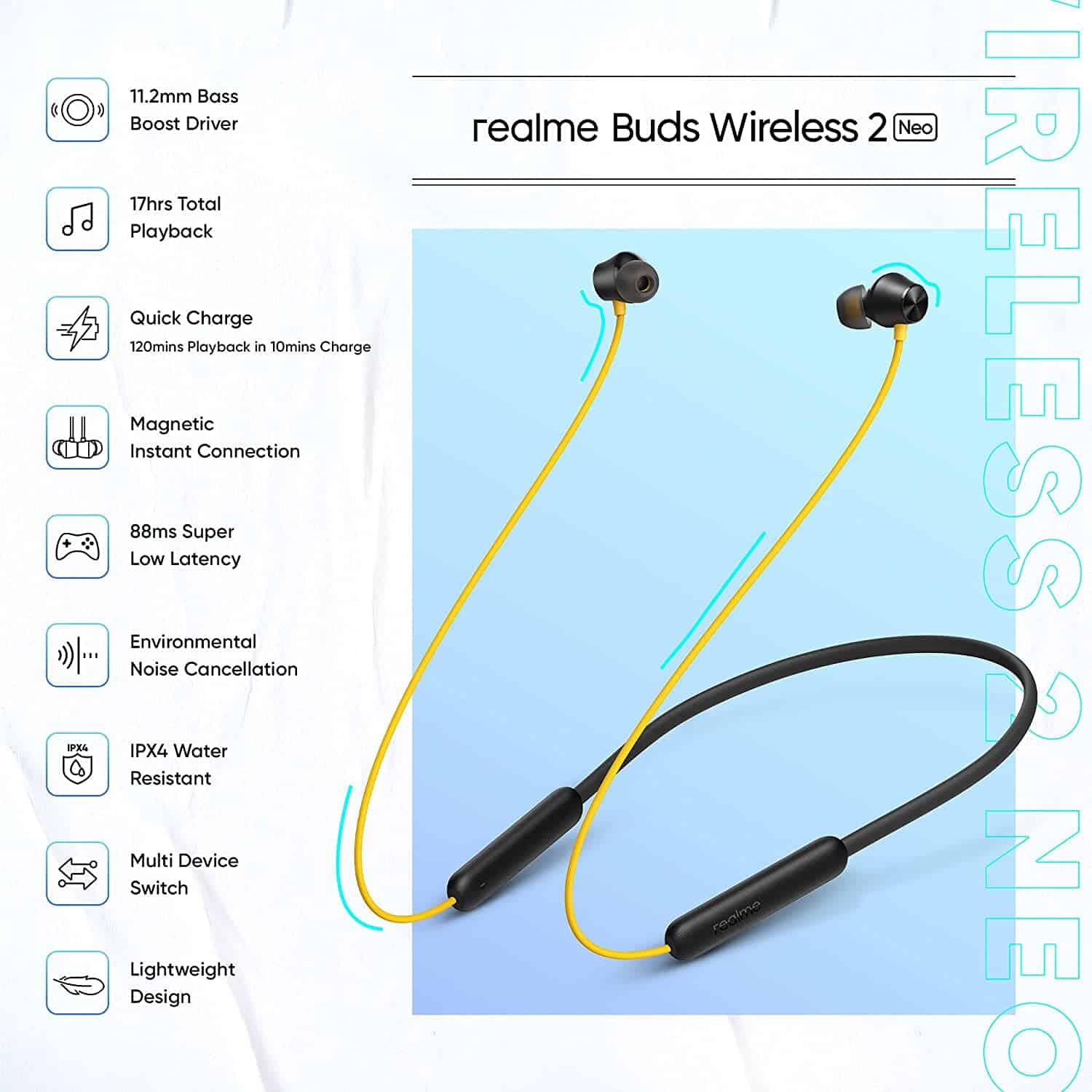 818PA1ovCiL._SL1500_.jpg realme Buds Wireless 2 Neo Bluetooth in Ear Earphones with Mic, Fast Charging & Up to 17Hrs Playtime (Black) - Image 13