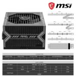MSI MAG A550BN 550W Gaming Power Supply, 80 Plus Bronze Certified, 12V Single-Rail, DC-to-DC Circuit, 120mm Fan, 5-Year Warranty - Image 5