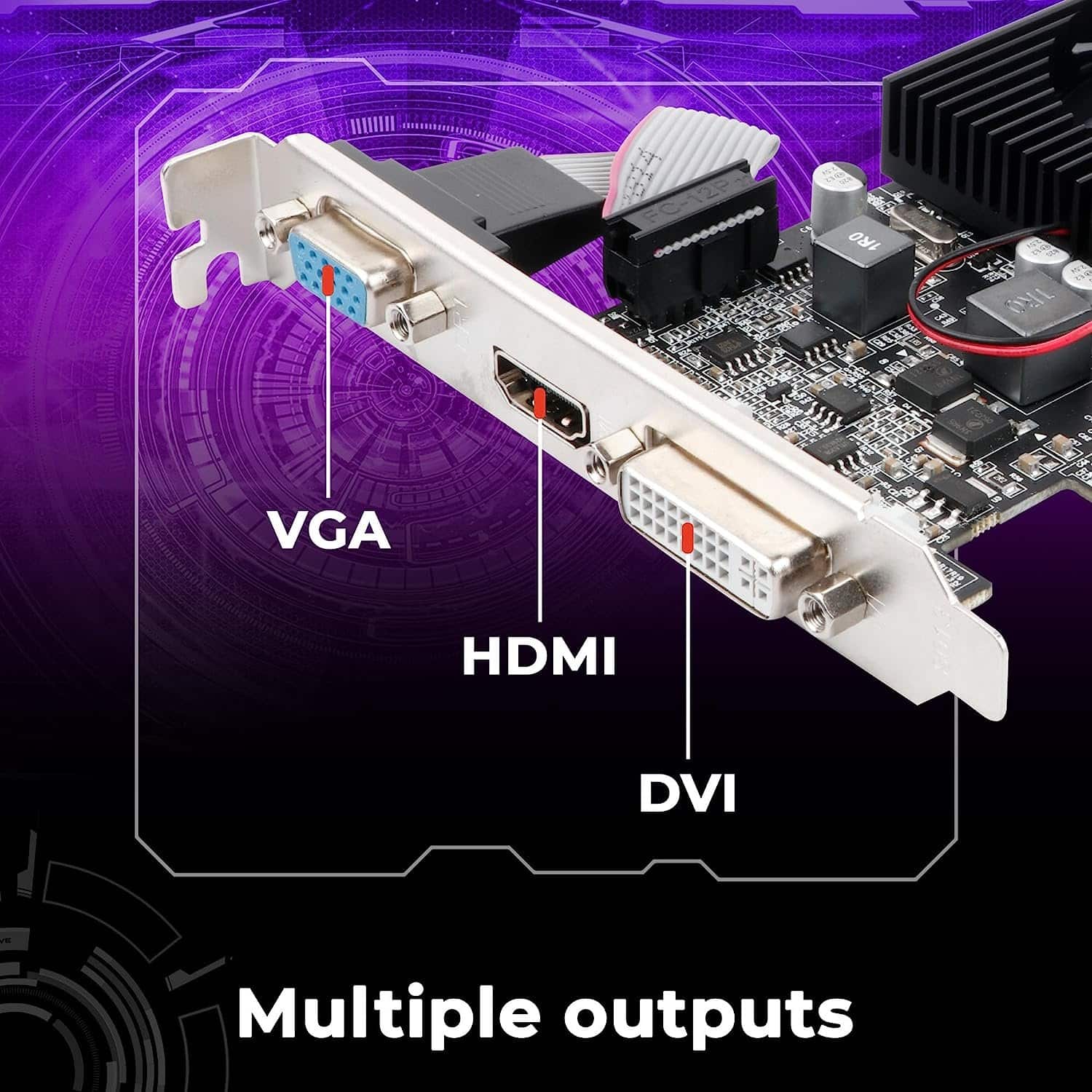 81JpNkjWxzL._SL1500_.jpg Zebronics GT610 2GD3 Graphics Card, PCIe 2.0, HDMI DVI VGA, Heatsink with Fan - Image 3