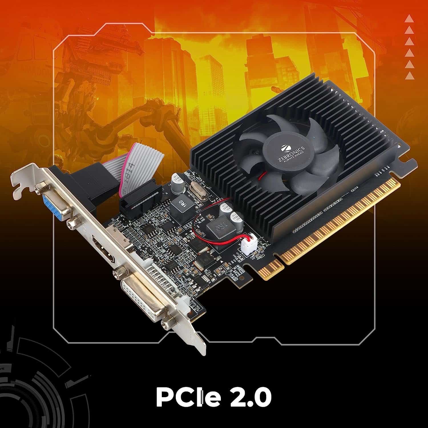 81SlYsGUD5L._SL1500_.jpg Zebronics GT610 2GD3 Graphics Card, PCIe 2.0, HDMI DVI VGA, Heatsink with Fan - Image 6