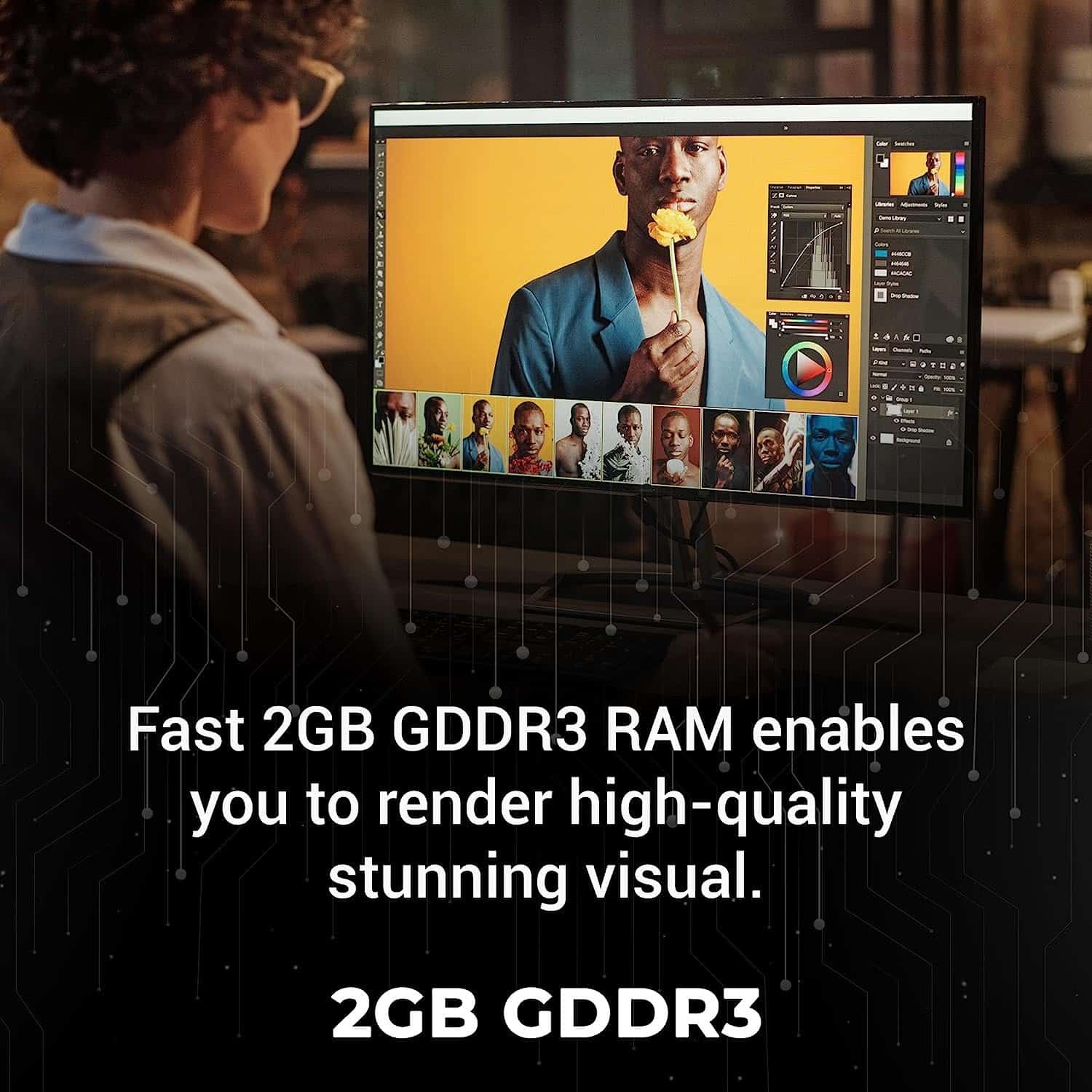 81hmdl8Yo1L._SL1500_.jpg Zebronics GT610 2GD3 Graphics Card, PCIe 2.0, HDMI DVI VGA, Heatsink with Fan - Image 2