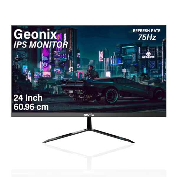 Geonix 24″ IPS Full HD Monitor – Frameless Display, 3000:1 Contrast, HDMI, VGA, 3Y Warranty