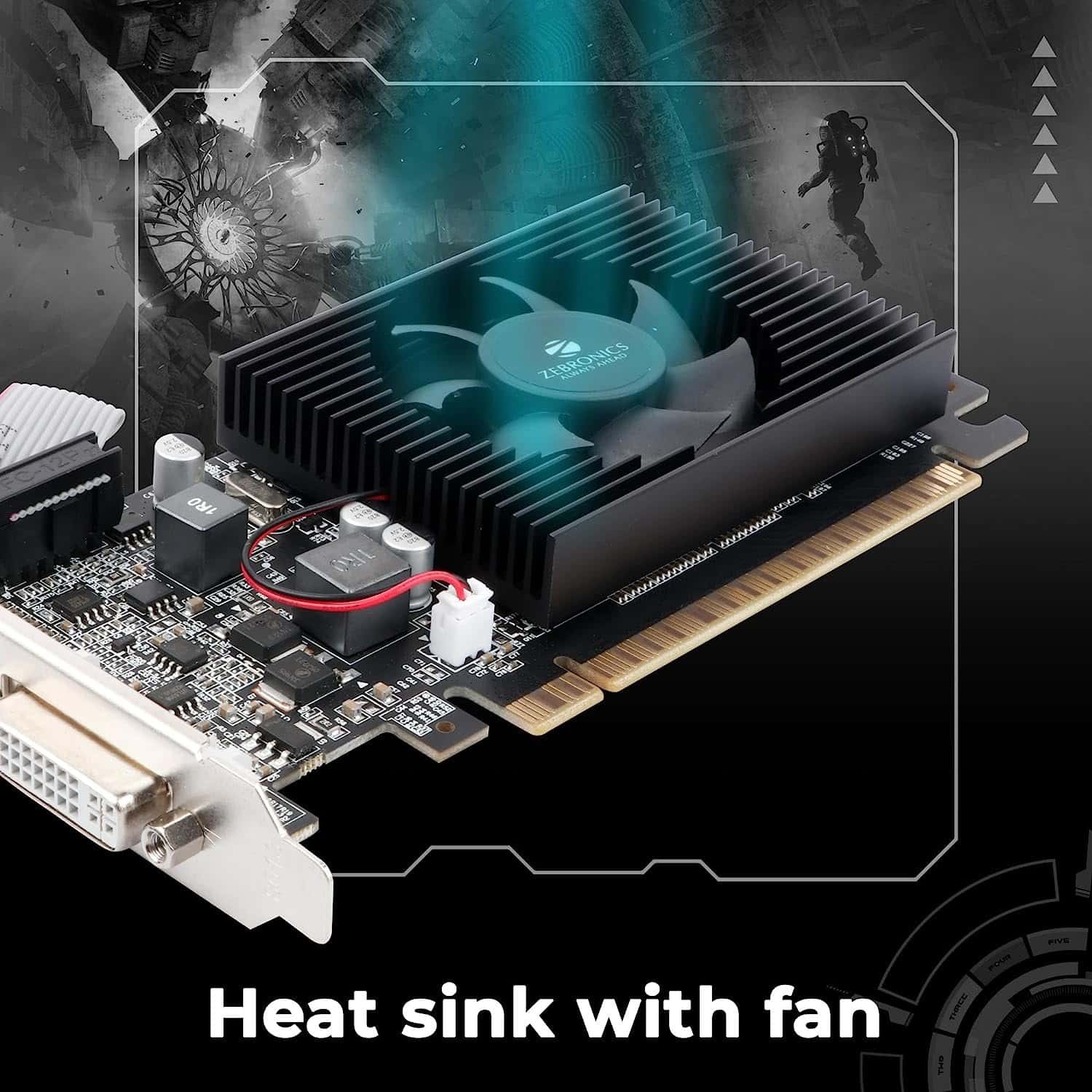 81rYrZN82fL._SL1500_.jpg Zebronics GT610 2GD3 Graphics Card, PCIe 2.0, HDMI DVI VGA, Heatsink with Fan - Image 5