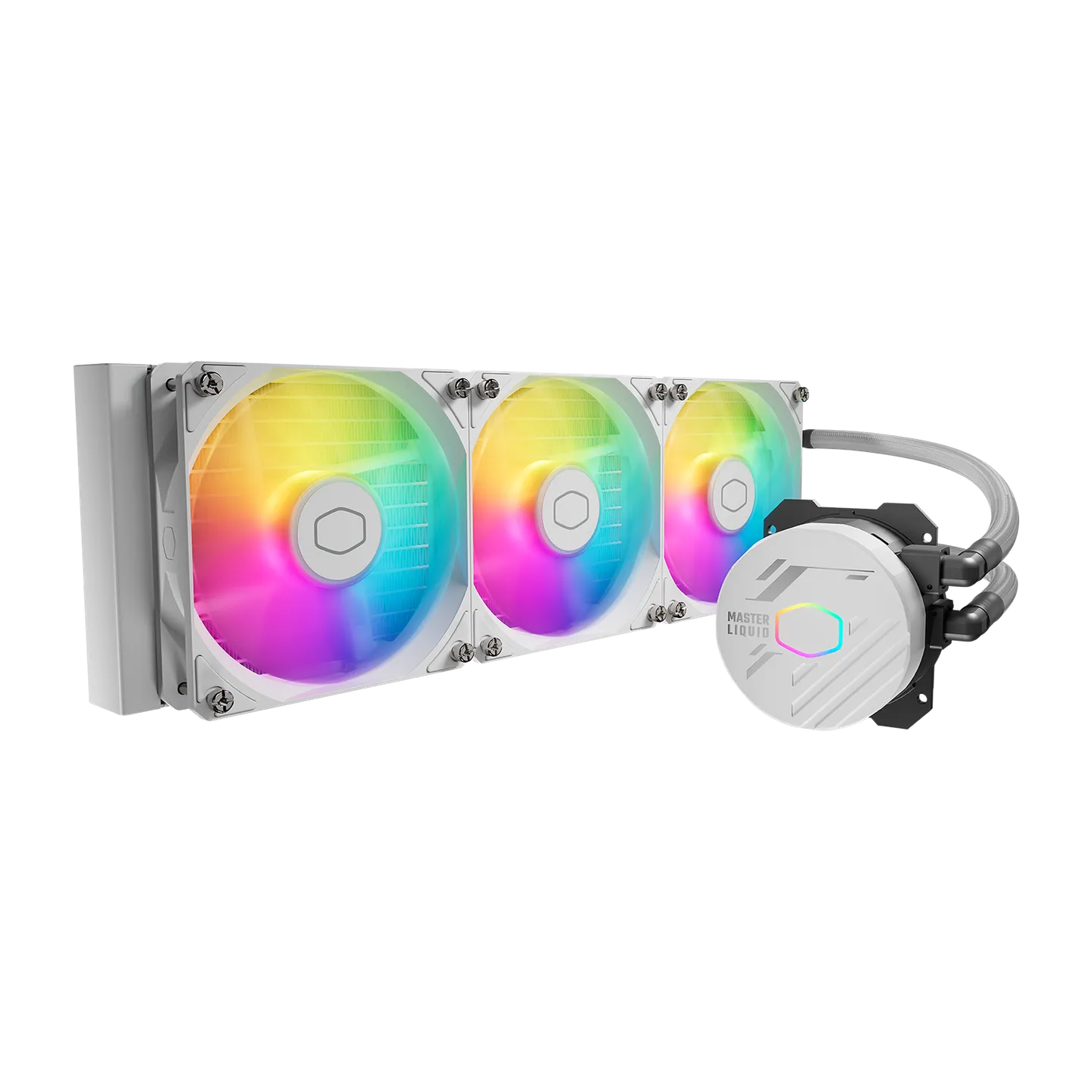 AIO-COOLERMASTER-MASTER-LIQUID-360L-CORE-WHITE.webp Cooler Master MasterLiquid 360L Core 360mm ARGB CPU Liquid Cooler - Image 2