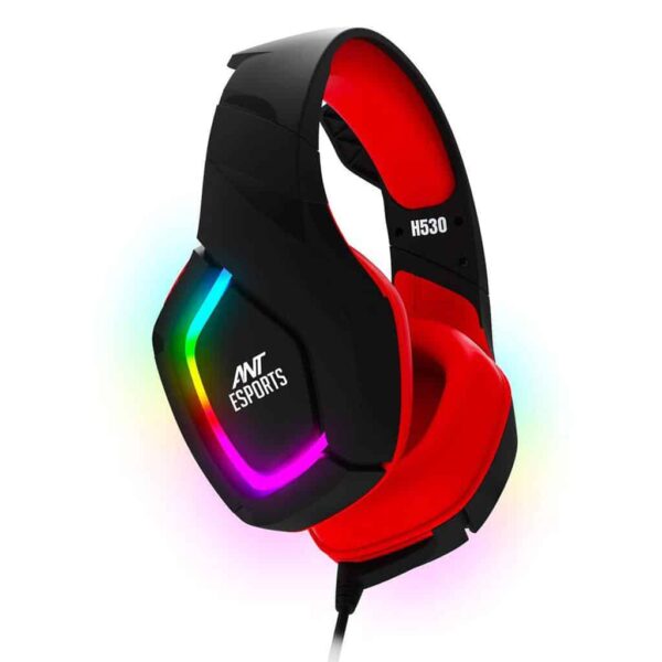 Ant Esports H530 Multi-Platform Pro RGB LED Wired Gaming Headset for PC/ PS4 / Xbox One/Nintendo Switch/Android/iOS – Black – Red