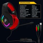 Ant Esports H530 Multi-Platform Pro RGB LED Wired Gaming Headset for PC/ PS4 / Xbox One/Nintendo Switch/Android/iOS – Black – Red - Image 7