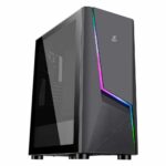 Ant Esports ICE-130AG Mid Tower Computer Case, Gaming Cabinet Supports ATX, Micro-ATX, Mini-ITX Motherboard with Transparent Side Panel 1 x 120 mm Rear Fan Preinstalled – Black - Image 2