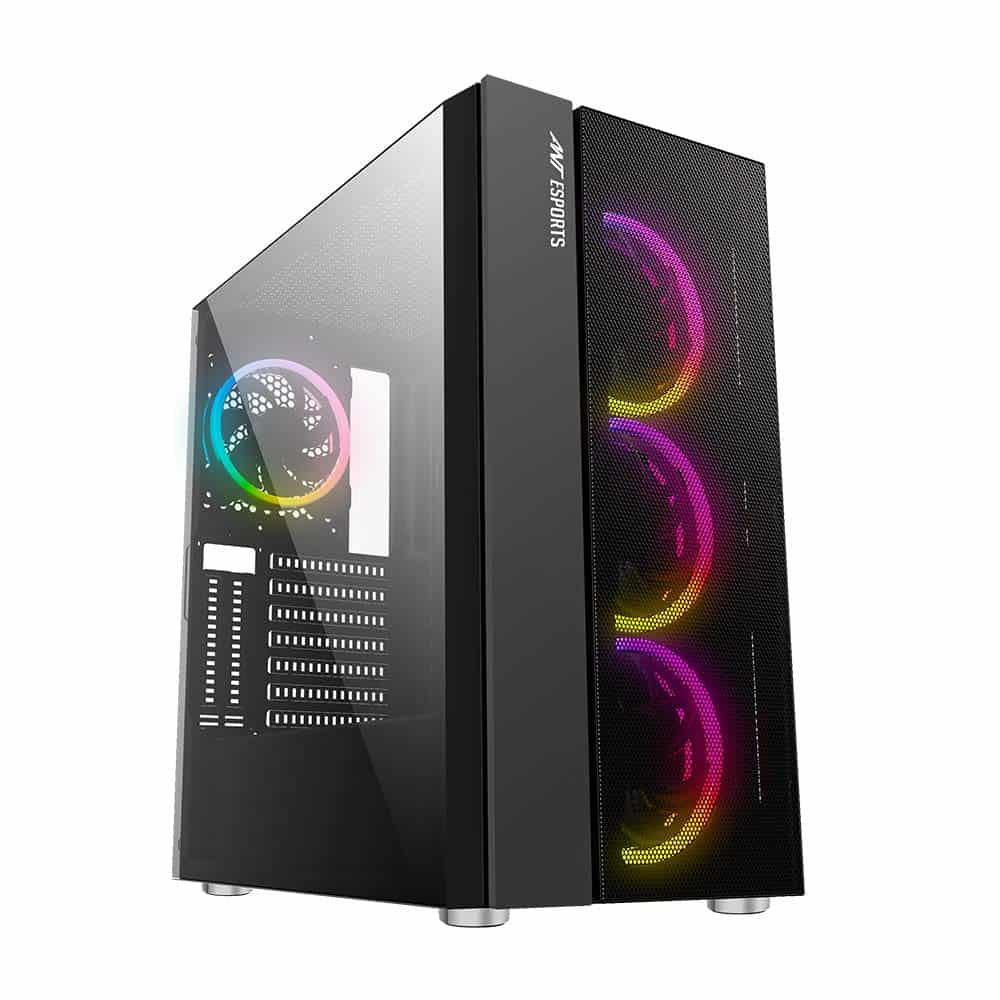 Ant-Esports-ICE-511MT-datamation1.jpg Ant Esports ICE-511MT Mid Tower Mesh Gaming Cabinet Computer Case Supports E-ATX, ATX, Micro-ATX, Mini-ITX Motherboard with Sliding Tempered Glass Side Panel, 3 x 120mm Auto-RGB Front & 1 x120mm Fan - Image 1