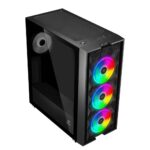 Ant Esports ICE-521MT Mid Tower Computer Case I Gaming Cabinet I Supports ATX MB with Transparent Tempered Glass Side Panel, 3 x 120 mm Auto RGB Front Fans and 1 x 120 mm Rear Fan Preinstalled – Black