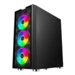 Ant Esports ICE-521MT Mid Tower Computer Case I Gaming Cabinet I Supports ATX MB with Transparent Tempered Glass Side Panel, 3 x 120 mm Auto RGB Front Fans and 1 x 120 mm Rear Fan Preinstalled – Black - Image 2