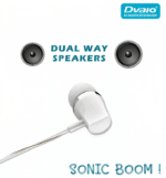 Dvaio DX-1050 Wired In-Ear Headphone with Mic – White - Image 3