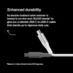 Belkin USB-C to USB-C Braided 3.3 feet 240W PD Cable - Image 3