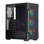 Corsair Icue 220T RGB Airflow Tempered Glass Mid-Tower Smart Case – with 3 Fans (SP120) and Lightning Node Core (Black)