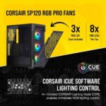 Corsair Icue 220T RGB Airflow Tempered Glass Mid-Tower Smart Case – with 3 Fans (SP120) and Lightning Node Core (Black) - Image 5