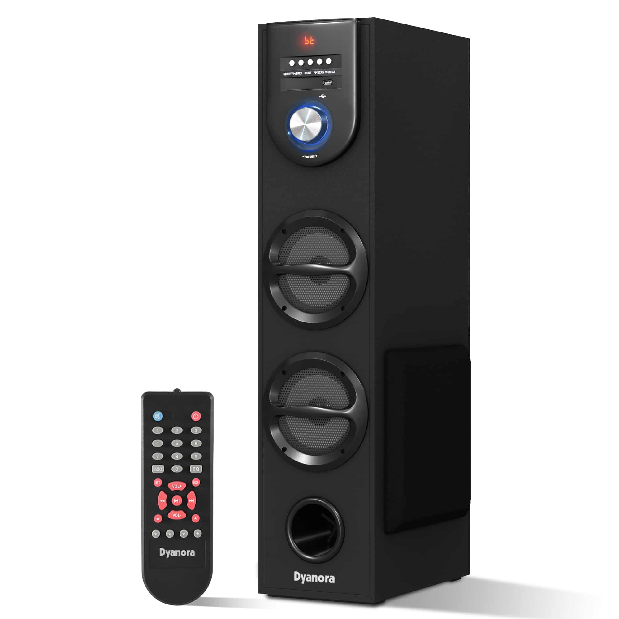 Dynora-listing-0.jpg Dyanora Fusion 50W Bluetooth Tower Speaker with Karaoke Support/USB/FM/Bluetooth/LED Display Party Speaker Home Theater, Subwoofer Echo Sound Extreme Bass (Black) - Image 1