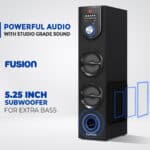 Dyanora Fusion 50W Bluetooth Tower Speaker with Karaoke Support/USB/FM/Bluetooth/LED Display Party Speaker Home Theater, Subwoofer Echo Sound Extreme Bass (Black) - Image 3
