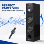Dyanora Fusion 50W Bluetooth Tower Speaker with Karaoke Support/USB/FM/Bluetooth/LED Display Party Speaker Home Theater, Subwoofer Echo Sound Extreme Bass (Black) - Image 7