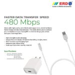 ERD TC-45 18W 3 Amp USB Dock Mobile Phone Wall Charger with 1 Meter Long Type C USB Cable - Image 8