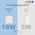 ERD TC-45 18W 3 Amp USB Dock Mobile Phone Wall Charger with 1 Meter Long Type C USB Cable - Image 10