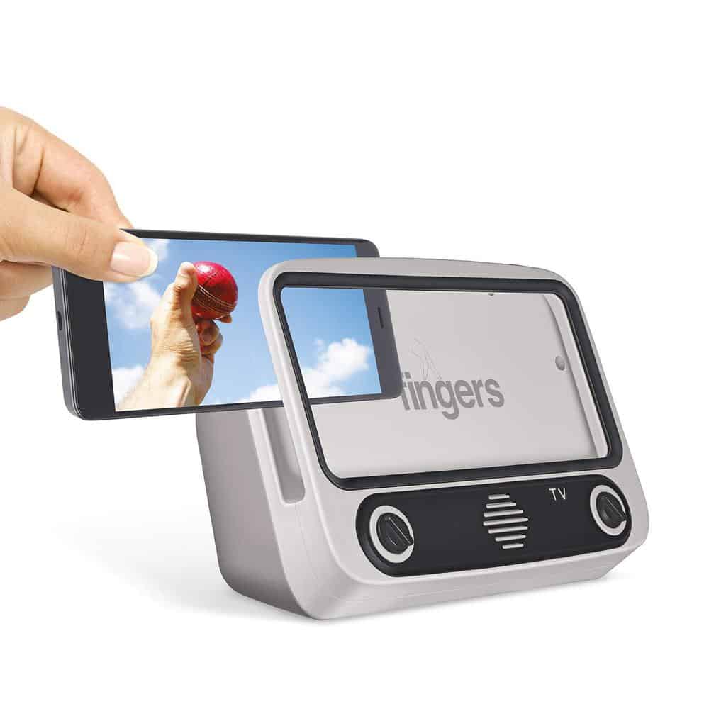 FINGERS-My-Own-TV-DATAMATION1.jpg FINGERS My-Own-TV (MOT) Portable Speaker – High Utility Phone Holder/Mobile Stand | Bluetooth Portable Speaker | Retro Radio - Image 1