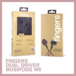 FINGERS Dual Driver Wired MusiPods W6 Earphones with Deep Bass and Mic - Image 2