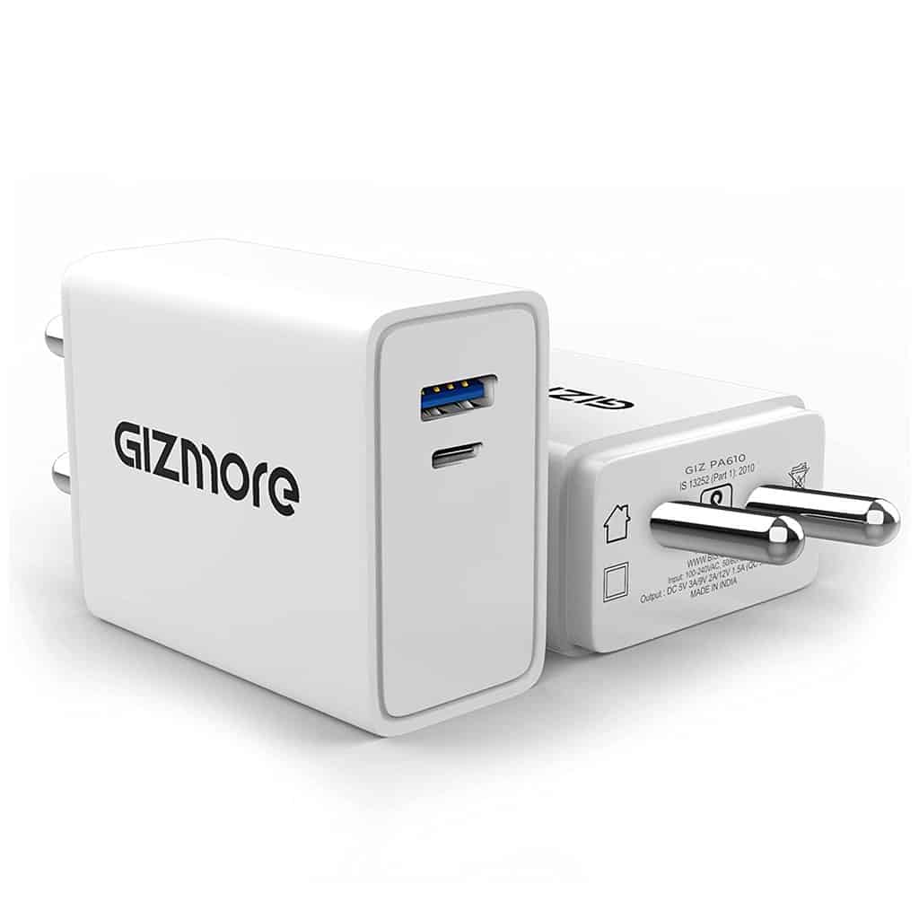 GIZMORE-GIZ-PA610datamation.jpg GIZMORE GIZ PA610 Smart Rocket Charger 22.5W PD3.0 Quick Charge Dual Port (USB &Type-C) 4.5A Universal Compatible Wall Super-Fast, Compatible with All iOS & Android Devices, White - Image 1