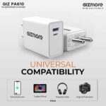 GIZMORE GIZ PA610 Smart Rocket Charger 22.5W PD3.0 Quick Charge Dual Port (USB &Type-C) 4.5A Universal Compatible Wall Super-Fast, Compatible with All iOS & Android Devices, White - Image 4