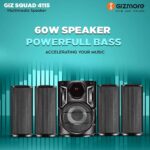 GIZMORE GIZ Squad 4115 Home Entertainment 4.1 Channel 60W RMS, Convertible to Soundbar & High BASS Multi Connectivity Multimedia Speaker with Remote Control, Black - Image 3
