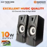 GIZMORE GIZ Twin 2010 10 Watt 2.0 Channel USB Multimedia Speaker (Black) - Image 2