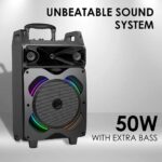 GIZMORE GIZ Wheelz T5000 Multimedia Trolley Speaker 50 Watt Bluetooth, AUX, USB, FM Radio & Micro SD Card (Black) 50W - Image 3
