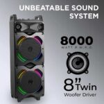 GIZMORE GIZ Wheelz T8000 Multimedia Trolley Speaker 80 Watt Connect with Guitar Wireless Mic, Bluetooth, AUX, USB, FM Radio & Micro SD Card, Black - Image 3