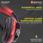 Gizmore Giz MH411 Hi-Bass Wireless Headphones with Upto 15 Hours Playtime, Built-in-Mic, FM Radio, Micro SD Slot (Black) - Image 2