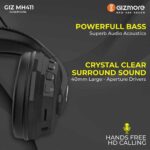 Gizmore Giz MH411 Hi-Bass Wireless Headphones with Upto 15 Hours Playtime, Built-in-Mic, FM Radio, Micro SD Slot (Black) - Image 3