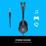 Logitech H111 Wired Headset, Stereo Headphones with Noise-Cancelling Microphone, 3.5 mm Audio Jack, PC/Mac/Laptop/Smartphone/Tablet – Black - Image 2