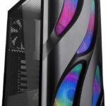 Ant Esports ICE-320TG Mid Tower Computer Case I Gaming Cabinet Supports ATX, Micro-ATX, Motherboard with Transparent Side Panel 3 x 120mm ARGB Front Fan, 1 x 120mm Rear Fan Preinstalled – Black