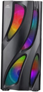 Ant Esports ICE-320TG Mid Tower Computer Case I Gaming Cabinet Supports ATX, Micro-ATX, Motherboard with Transparent Side Panel 3 x 120mm ARGB Front Fan, 1 x 120mm Rear Fan Preinstalled – Black - Image 2