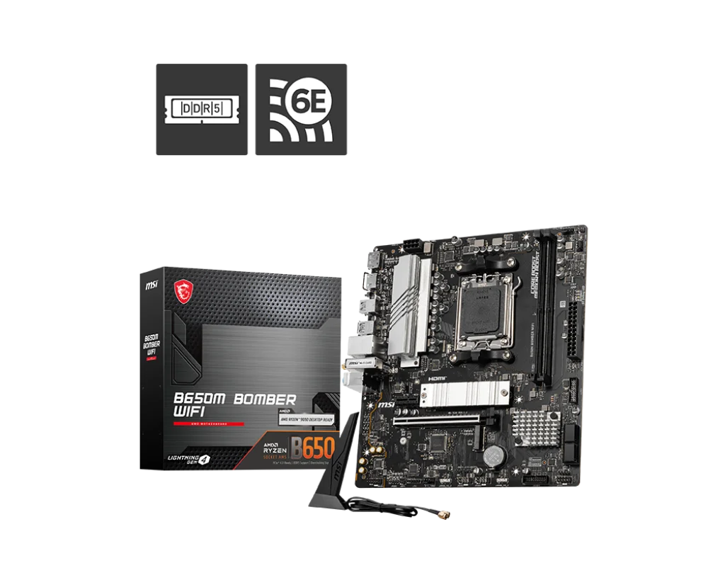 MSI-B650M-Bomber-WIFI-Motherboard-1.webp MSI B650M Bomber WIFI Motherboard - Image 1