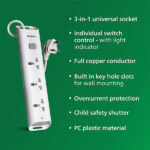 Philips CHP2432W Power Strips with 3 Universal Socket – 1.4M - Image 2