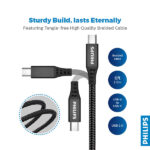 Philips DLC5206A/00 USB A to USB-C Braided Charging Cable – 2M - Image 2