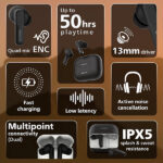 PHILIPS TAT1050BK/94 Truly Wireless Earbuds with ANC - Image 3